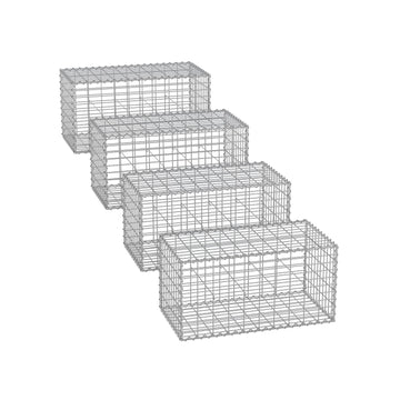 Gabionkorfset zilver - metaalgaas, gegalvaniseerd staal, 100 x 50 x 50 cm