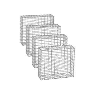 Gabionwandset - verzinkt staal - zilver - gabionstenen - 100 x 90 x 30 cm