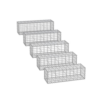 Zilveren gabionset - gegalvaniseerd staal - 100 x 30 x 30 cm - gaas 5 x 10 cm - draad 4 mm