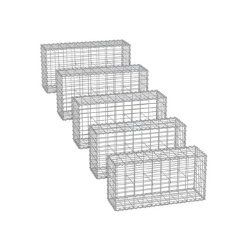 Zilverkleurige gabionset - gegalvaniseerd staal - 100 x 50 x 30 cm