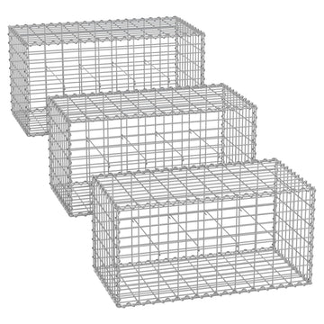 Gabionset zilverkleurig - keermuurkorf - duurzaam staal - roestbestendig - 100 x 50 x 50 cm