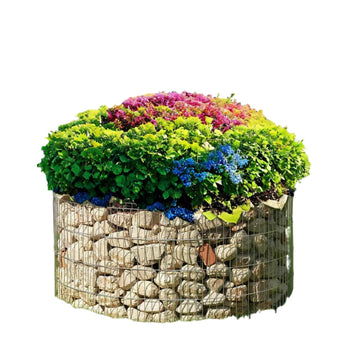 Metalen gabionkorf voor tuin - ronde siergabion - steenkorf - 90 x 40 cm