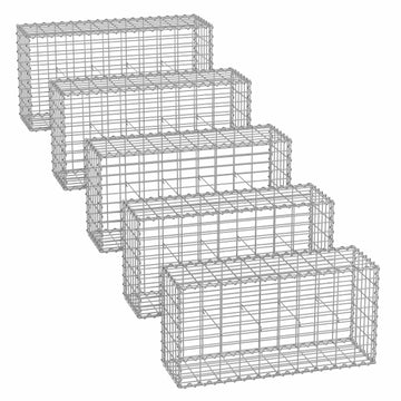 Schanskorfwand - zilveren draadkorf - tuinmuur - gegalvaniseerd staal - 100 x 50 x 30 cm