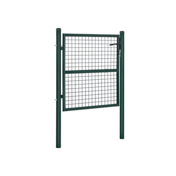Metalen tuinpoort met slot, groen, 106 x 6 x 150 cm