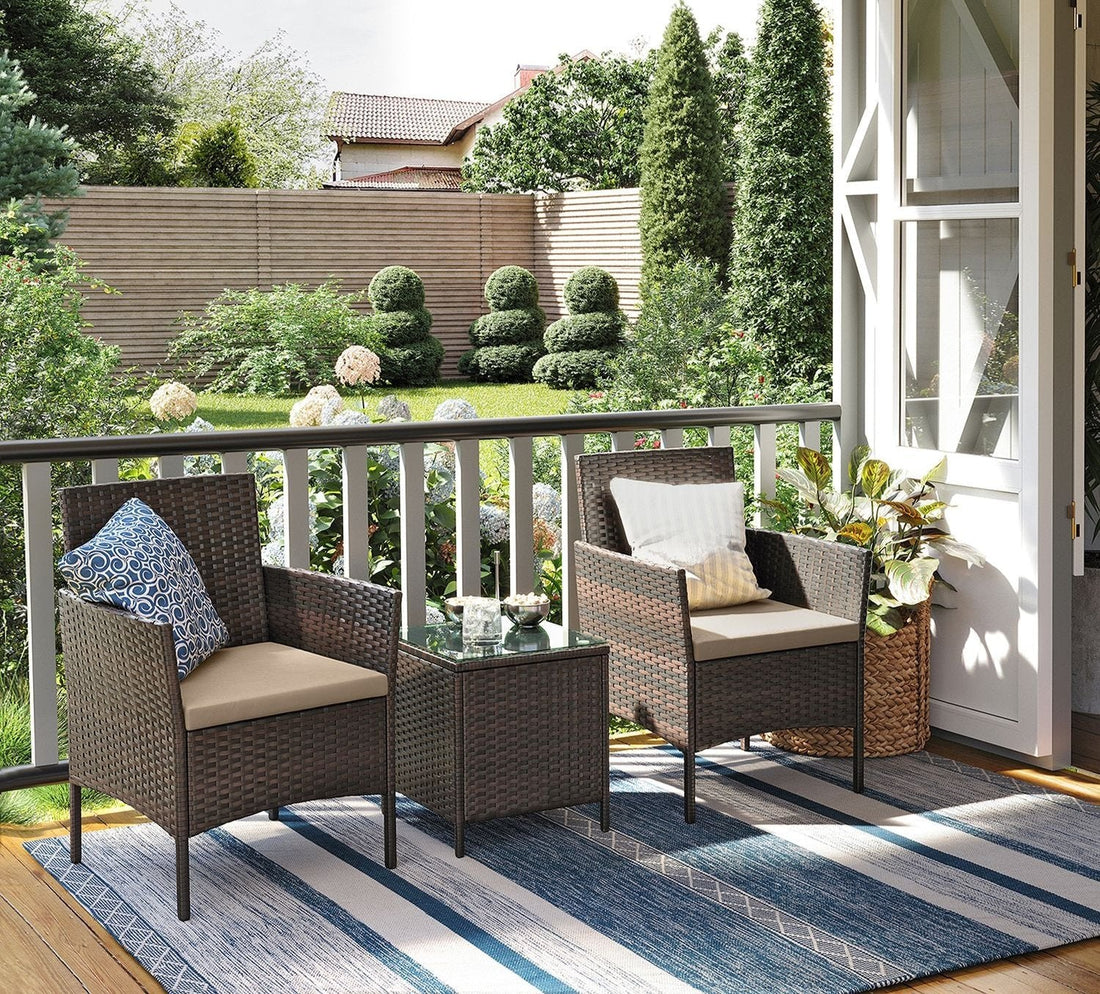3-teiliges Gartenmöbel-Set - Terrassenmöbel - Outdoor-Sitzgruppe - bequeme Stühle