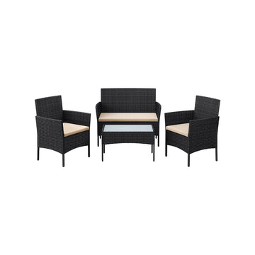 4-delige tuinmeubelset van PE polyrattan - zwart/bruin