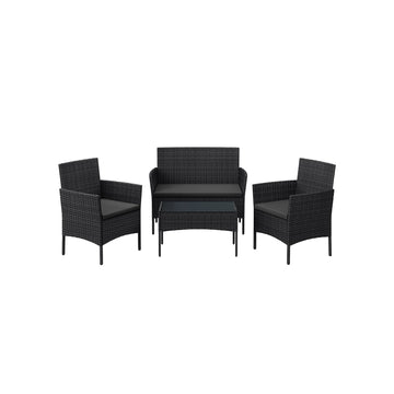 7-delige tuinmeubelset bruin taupe - rotan loungeset