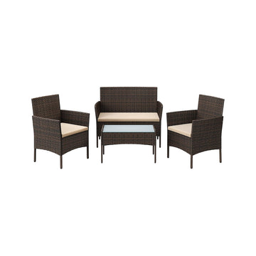 4-delige balkonset met tuinstoelen - metalen frame - polyrattan