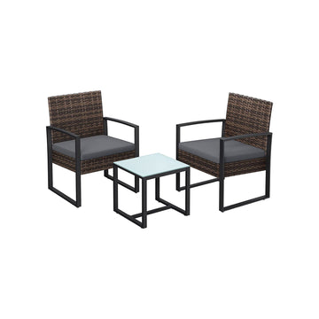 3-delige tuinmeubelset rattan look - bruin-grijs - PE - 57,5 x 53 x 76 cm