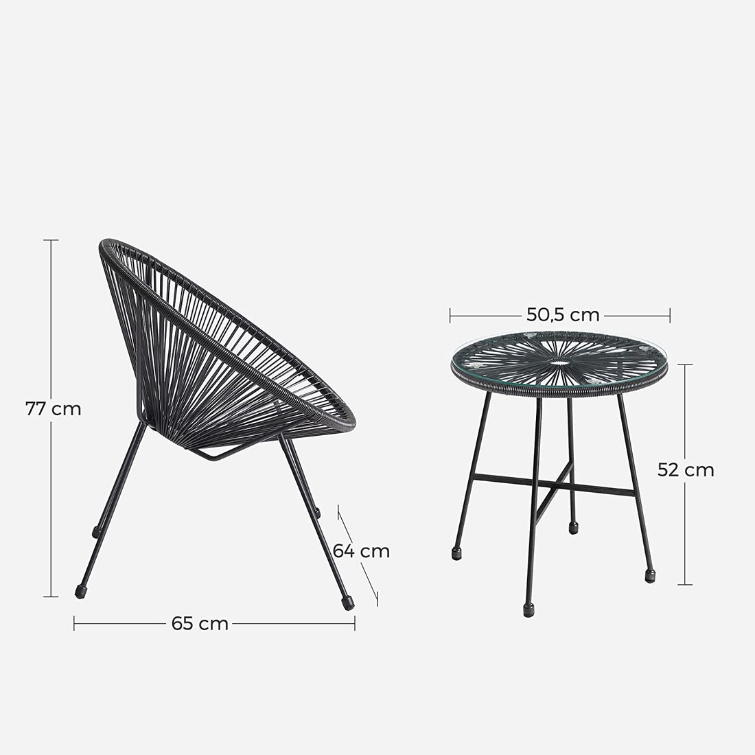 3-teiliges Acapulco-Stuhlset mit Tisch – Gartenmöbel – ergonomischer Komfort