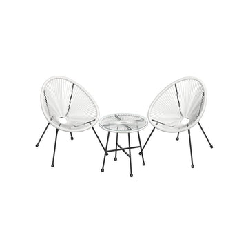 Tuinmeubelset voor buiten met tafel en stoelen - zwart rotan