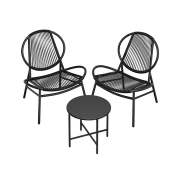 3-delige tuinmeubelset - PE - weerbestendig - tafel en stoelen