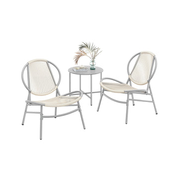 Tuinmeubelset van PE-polyrattan met tafel en 2 stoelen | Duifgrijs | 50x50x45 cm