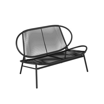 Tuinbank inktzwart - buitenbank - PE-rattan - 70 x 138,5 x 79 cm