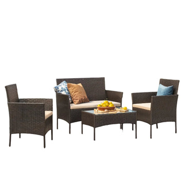 Balkon- en tuinset polyrattan met tafel en stoelen