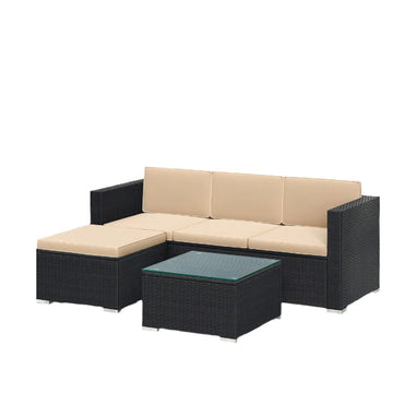 Tuinmeubelset - PE-polyrattan - bank 173x60x66 cm, hocker & tafel 58x58x34 cm