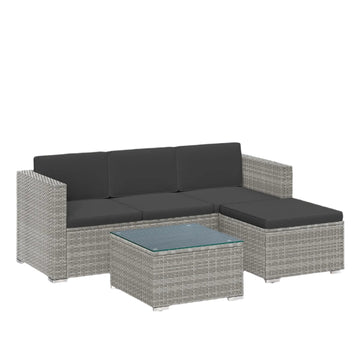 Tuinmeubelset voor balkon/terras - PE-polyrattan - bank 173 cm - inclusief kussens