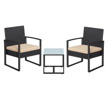 Balkonmeubelset van PE-polyrattan | Zwart-Beige