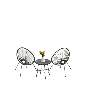 Balkonset 3-delig - tuinmeubelset met 2 stoelen en tafel - ergonomisch