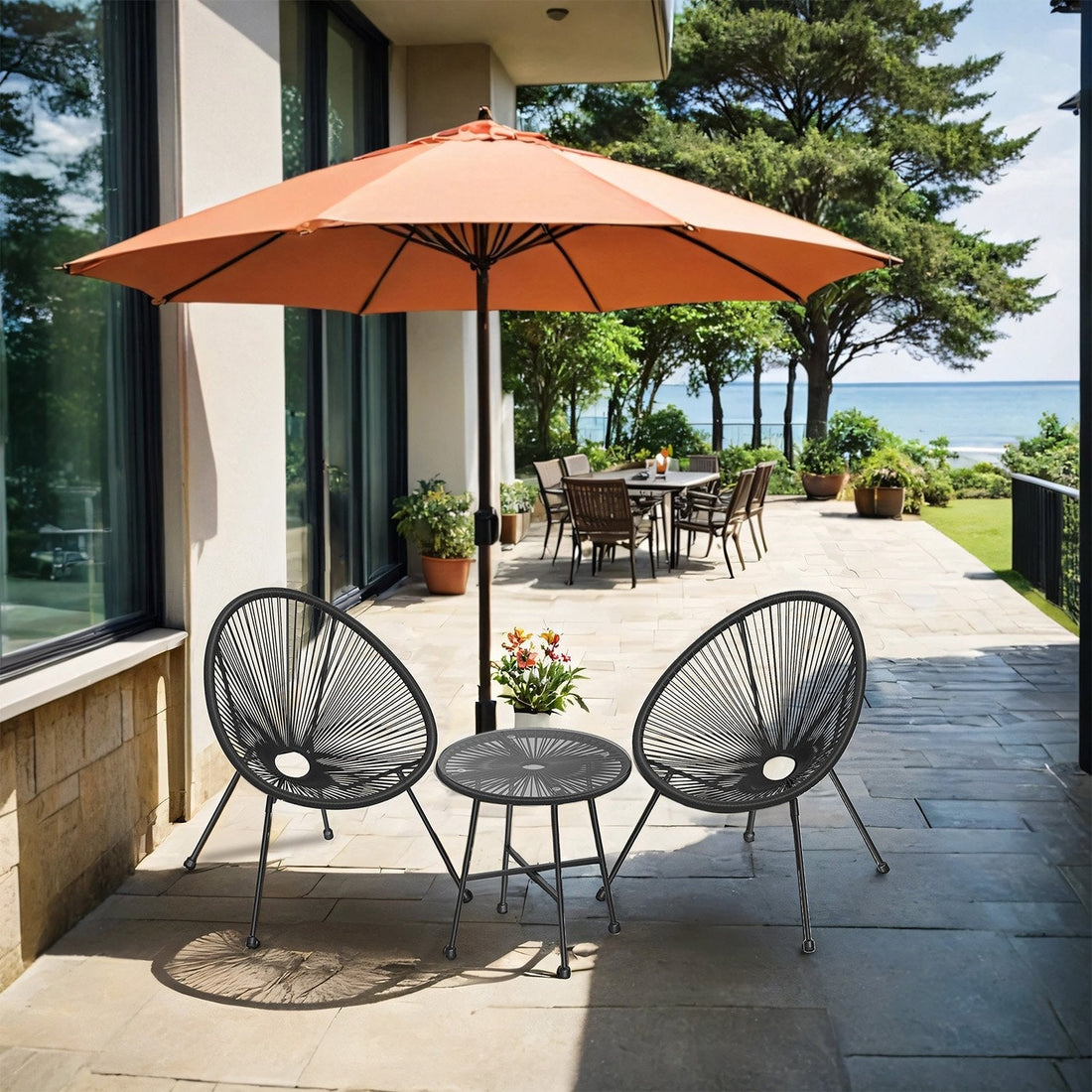 Balkonset 3-delig - tuinmeubelset met 2 stoelen en tafel - ergonomisch
