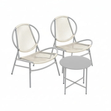 Balkonmeubelset 3-delig met tafel en 2 stoelen van polyrattan | Grijs | 74x68x78 cm
