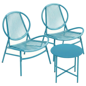 Balkonmeubelset 3-delig met tafel en 2 stoelen | Blauw | 74x68x78 cm
