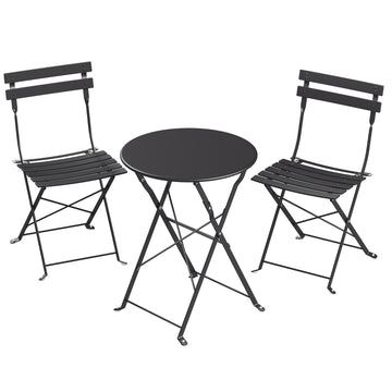 Balkonmeubelset 3-delig met klaptafel en 2 stoelen | Zwart