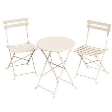 3-delige balkonmeubelset met klaptafel en 2 stoelen | Beige | 55,5x55,5x71 cm
