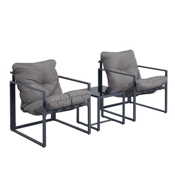 3-delige balkonmeubelset met 2 stoelen en tafel | Grijs | 60x68x67 cm