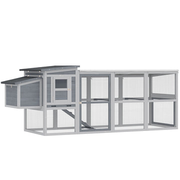 Kippenhok voor 3-4 kippen met uitloop en legnest | Kleur: Grijs | Afmetingen: 82x264x89 cm