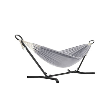 Hangmat met standaard, verstelbaar, zwart/grijs, 300 x 90 x 95 cm