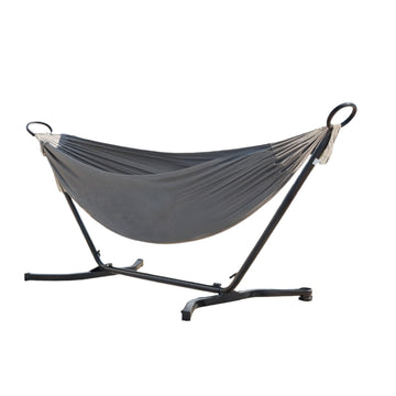 Dubbele hangmat met frame – verstelbare hoogte – 210 x 150 cm, frame 300 x 90 x 95 cm