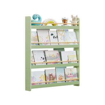 Meerlagig kinderwandrek voor kinder- en speelkamer | Lauriergroen-natuurkleur | 80x12x100 cm