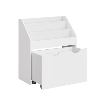 Speelgoedrek voor kinderen - 3 planken - witte wielen
