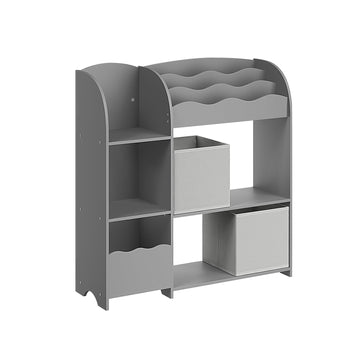 Kinderboekenkast met opbergbakken - spaanplaat - duifgrijs - 30 x 93 x 100 cm
