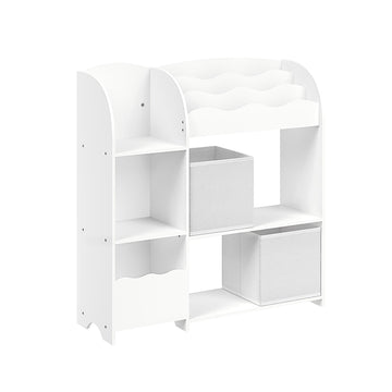 Kinderboekenkast met 2 opbergboxen - speelgoed & boeken - wit - 30 x 93 x 100 cm