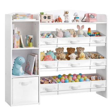 Kinderregaal voor speelgoed Montessori | Wolkenwit | 113,1x30x104 cm