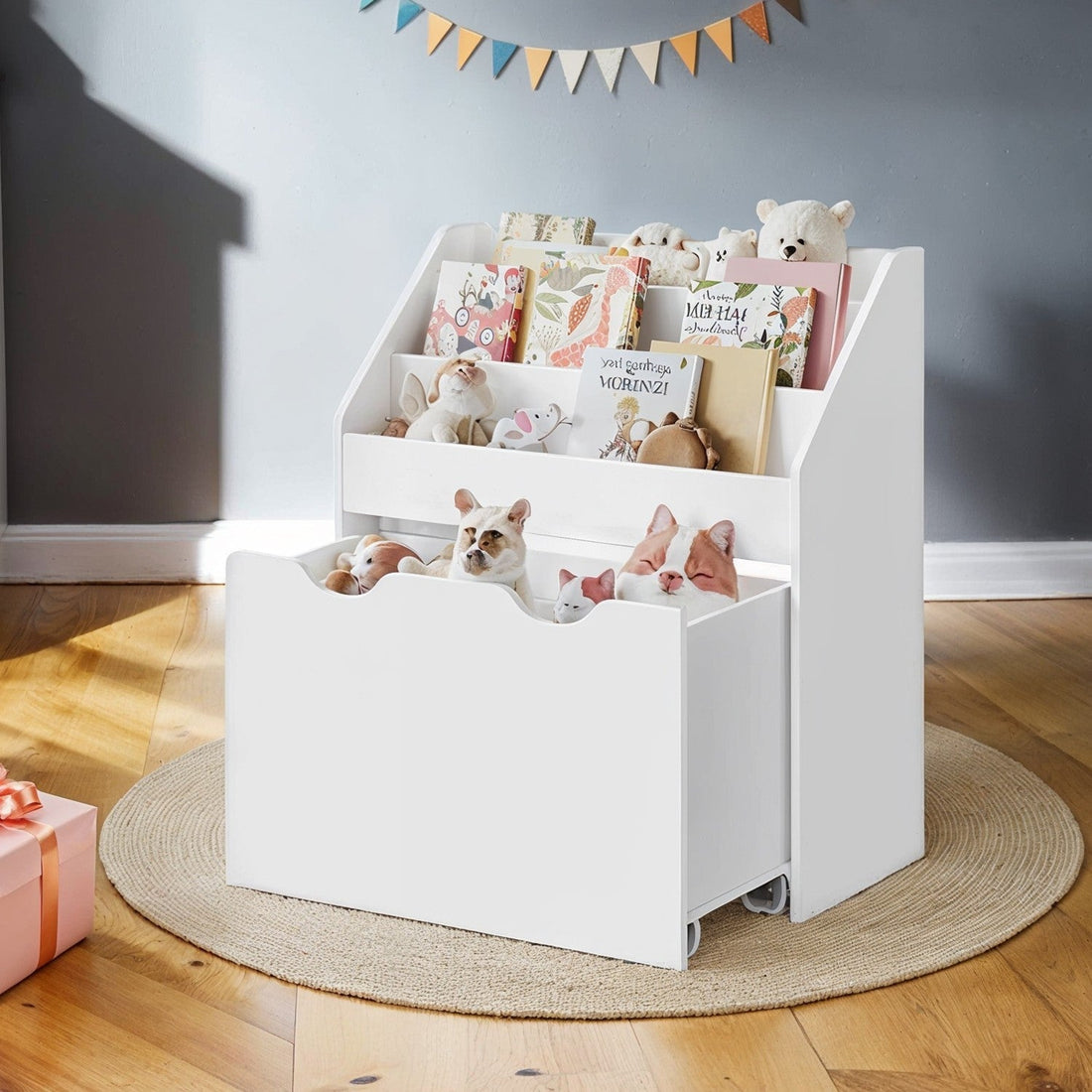 Weißes Bücherregal mit 3 Ablagen - Aufbewahrungsregal - platzsparend - 29,5 x 62,5 x 70 cm