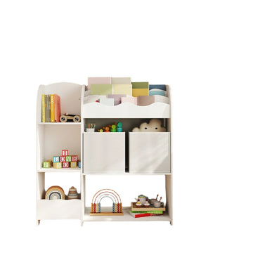 Boekenkast met 2 opbergboxen - wit - 30 x 93 x 100 cm