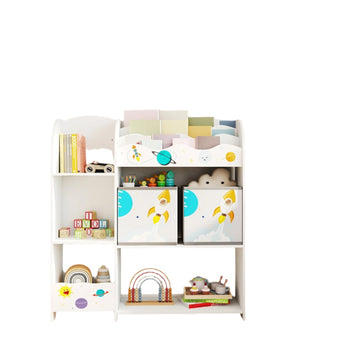 Kinderboekenkast - speelgoedopberger - opbergrek - wit - kindvriendelijk - 93 x 30 x 100 cm