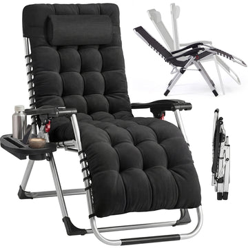 Opvouwbare ligstoel met verstelbaar hoofdkussen 110 kg | Zwart | 90x65x110 cm
