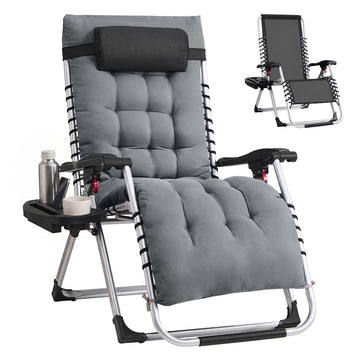 Opvouwbare ligstoel met verstelbaar hoofdkussen 110 kg | Donkergrijs | 90x65x110 cm