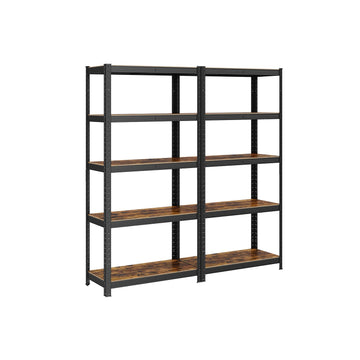 2-delige staande rekset vintage bruin-zwart spaanplaat staal 30x75x150 cm