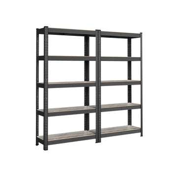 Set van 2 opbergrekken - plankenkast - displayrek - spaanplaat en staal - 30x75x150 cm