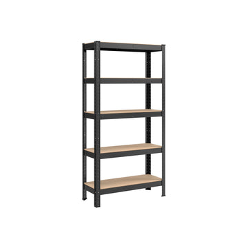 Zwaar uitgevoerd opbergrek - zwart - stalen frame - MDF - 30 x 75 x 150 cm - 130 kg