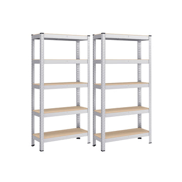 2-pack opbergrek - metalen stellingkast - gegalvaniseerd staal - MDF - 30x75x150 cm
