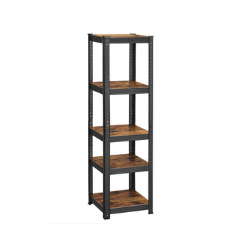 Opbergrek met 5 planken, zwaar belastbaar, vintage bruin-zwart, 150 x 37 x 37 cm