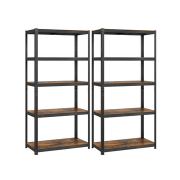 Stalen opbergrek set van 2 - 5 legplanken - grijs - 50 x 100 x 200 cm
