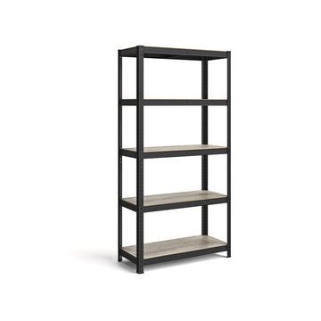 5-laags stellingkast - opbergrek - staal MDF - greige zwart - 40x90x180 cm