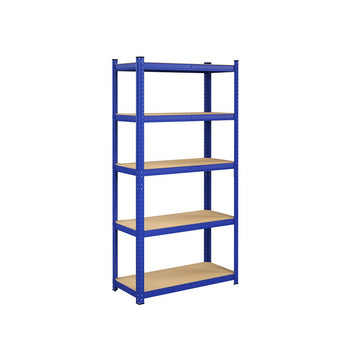 Metalen opbergrek met 5 verstelbare planken, staal/MDF, blauw 180 x 90 x 40 cm